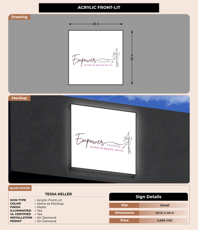 CUSTOM MOCKUP SIGN FOR Tessa Keller