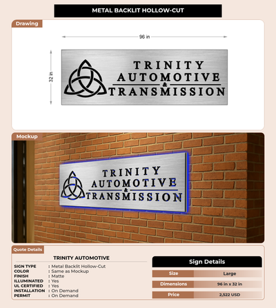 CUSTOM MOCKUP SIGN FOR Trinity Automotive