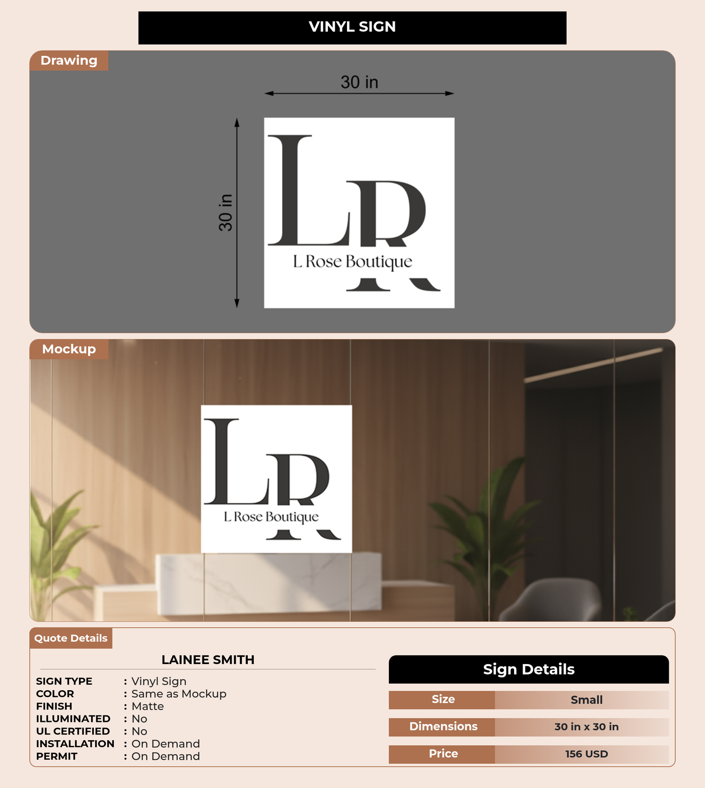 CUSTOM MOCKUP SIGN FOR lainee smith