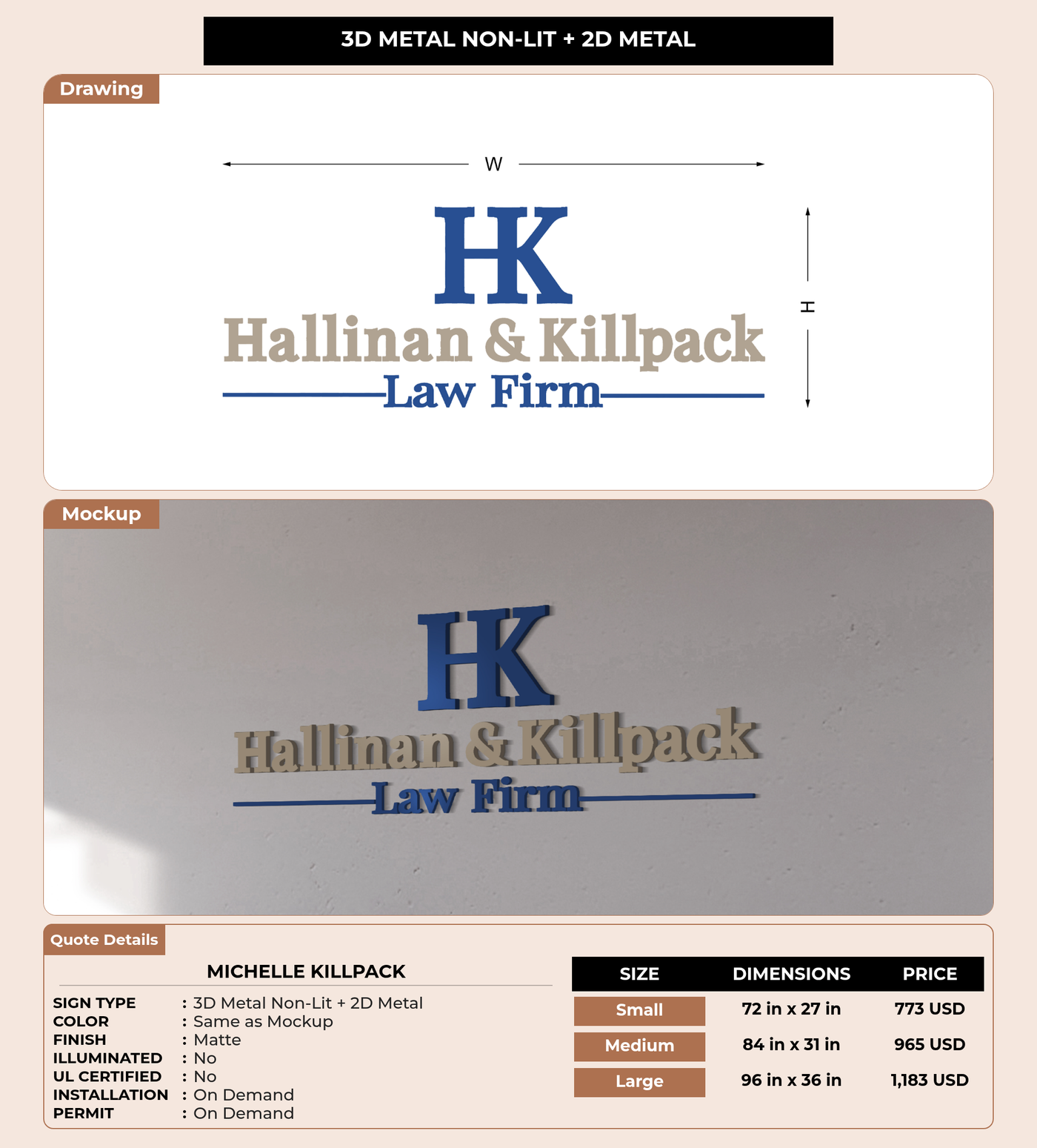 CUSTOM MOCKUP SIGN FOR Michelle Killpack