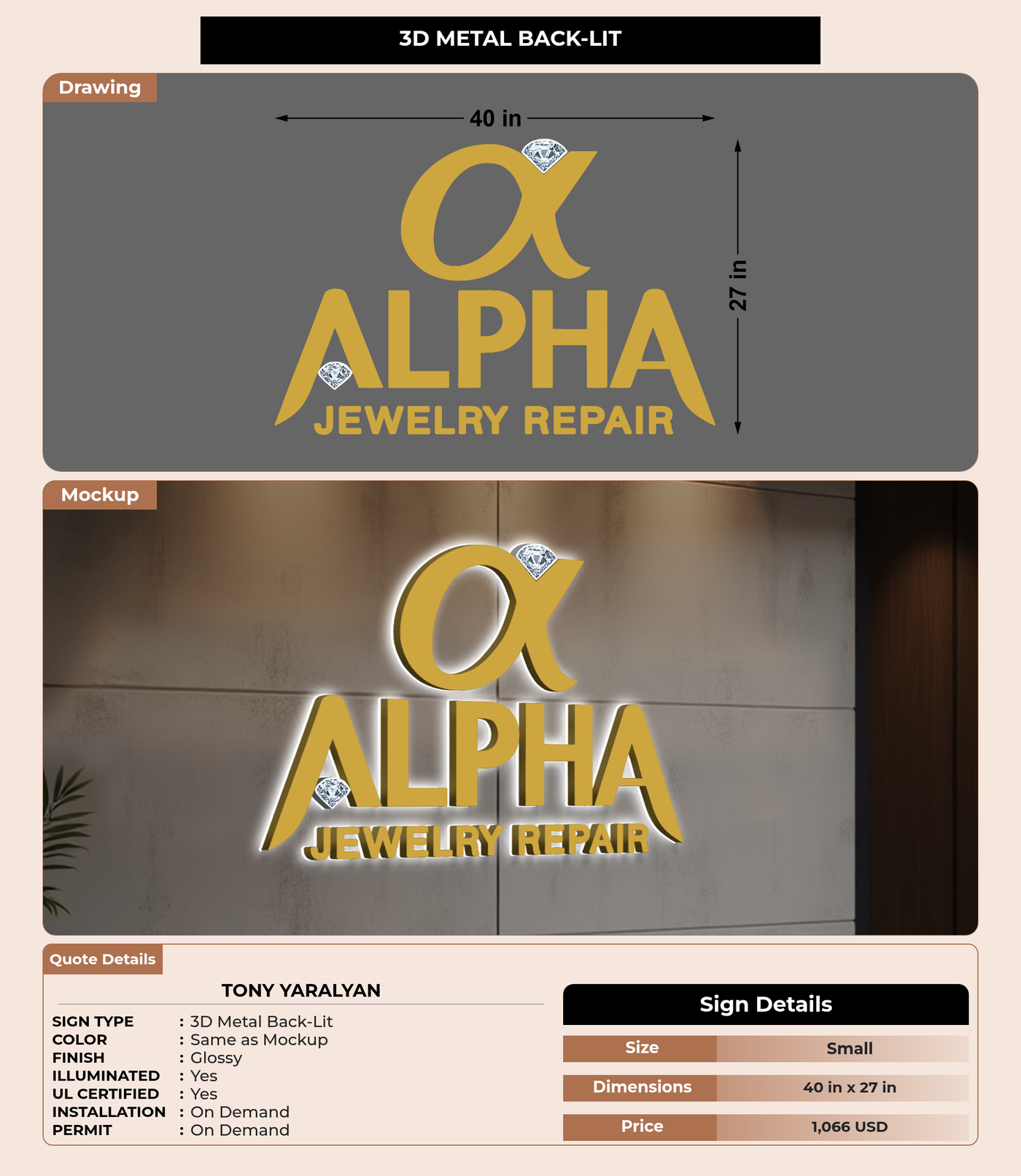 CUSTOM MOCKUP SIGN FOR Tony Yaralyan