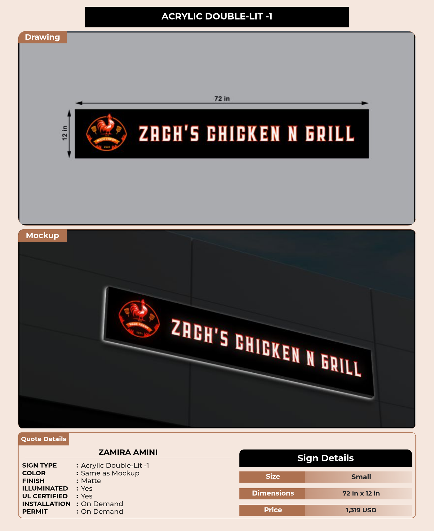 CUSTOM MOCKUP SIGN FOR Zamira Amini