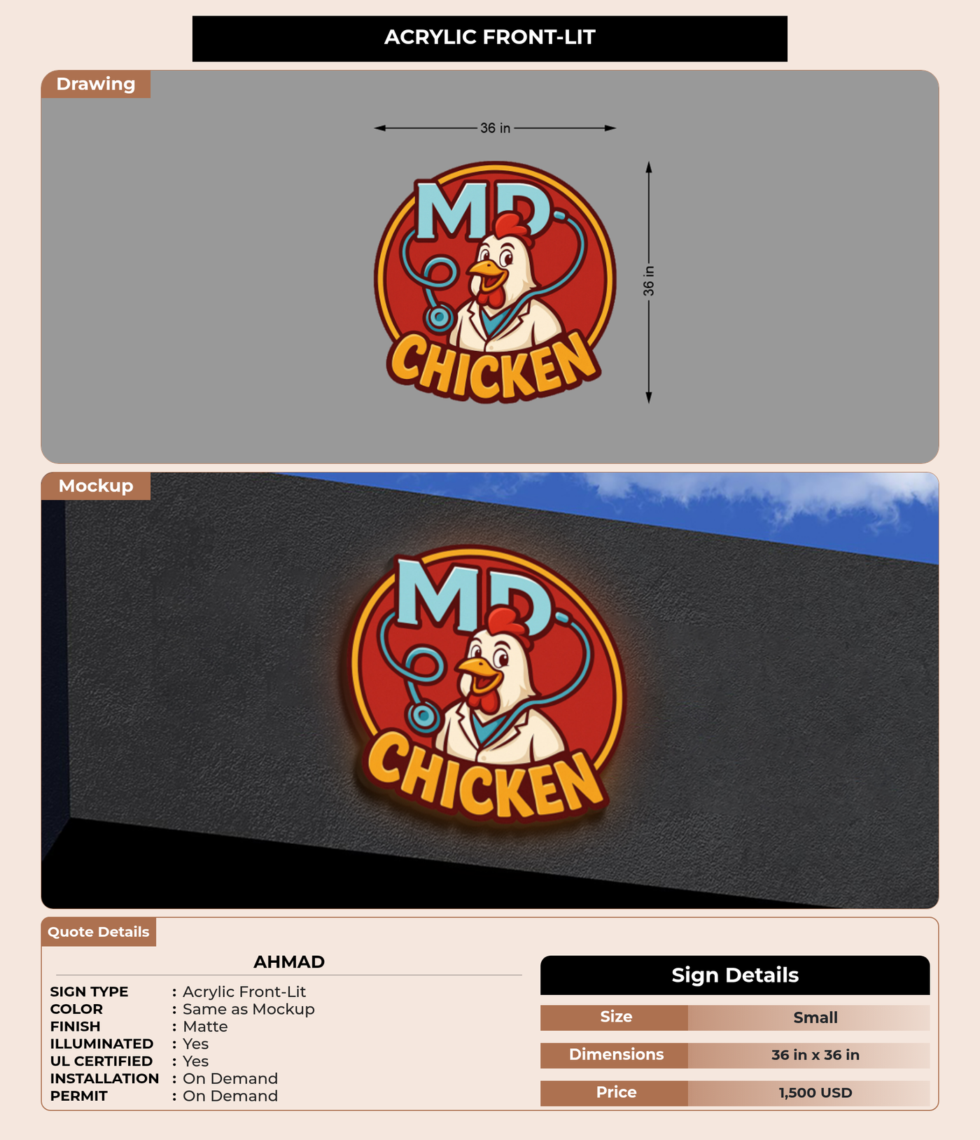 CUSTOM MOCKUP SIGN FOR Ahmad