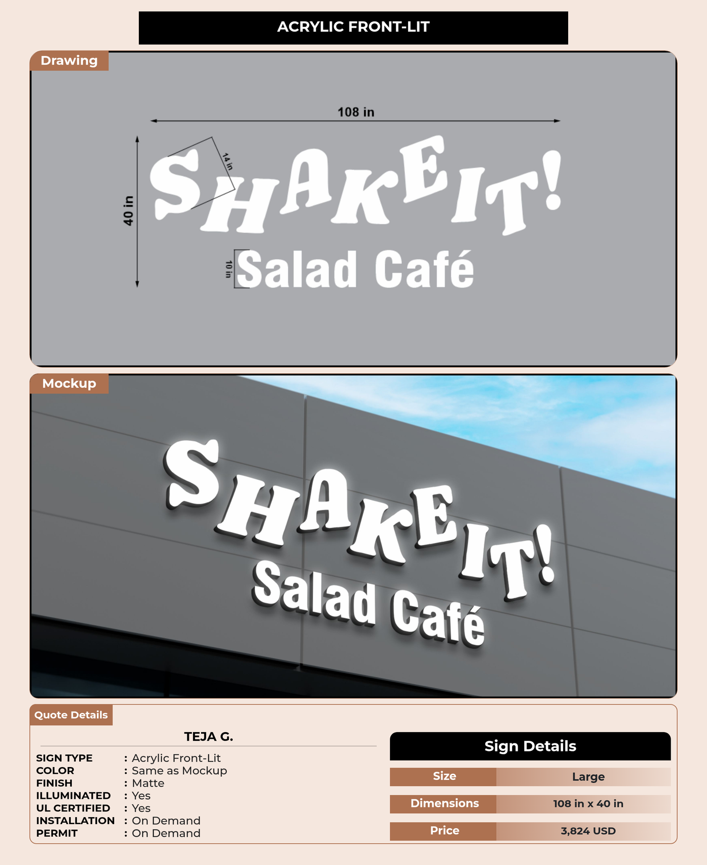 CUSTOM MOCKUP SIGN FOR Teja G.