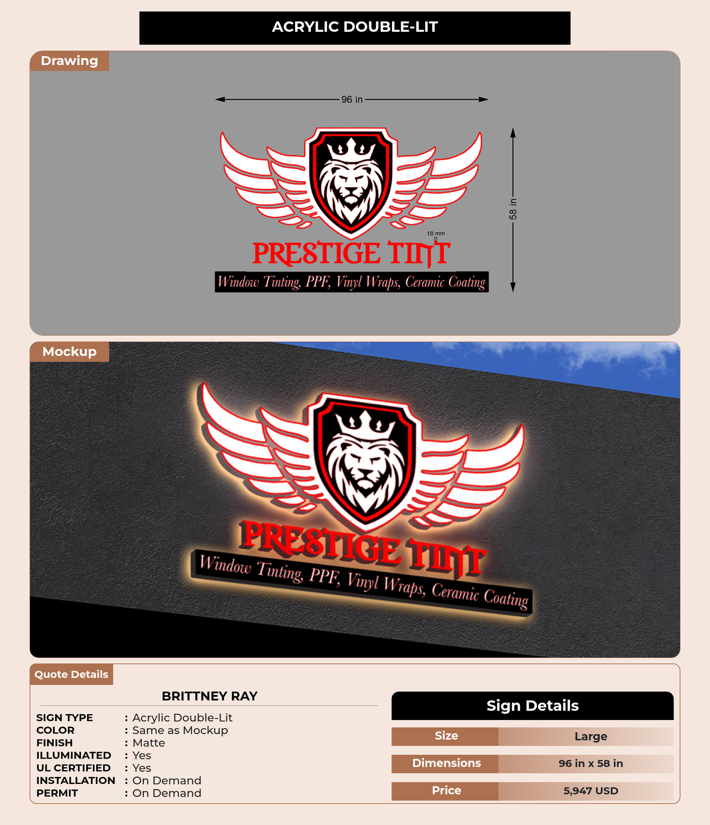CUSTOM MOCKUP SIGN FOR Brittney Ray