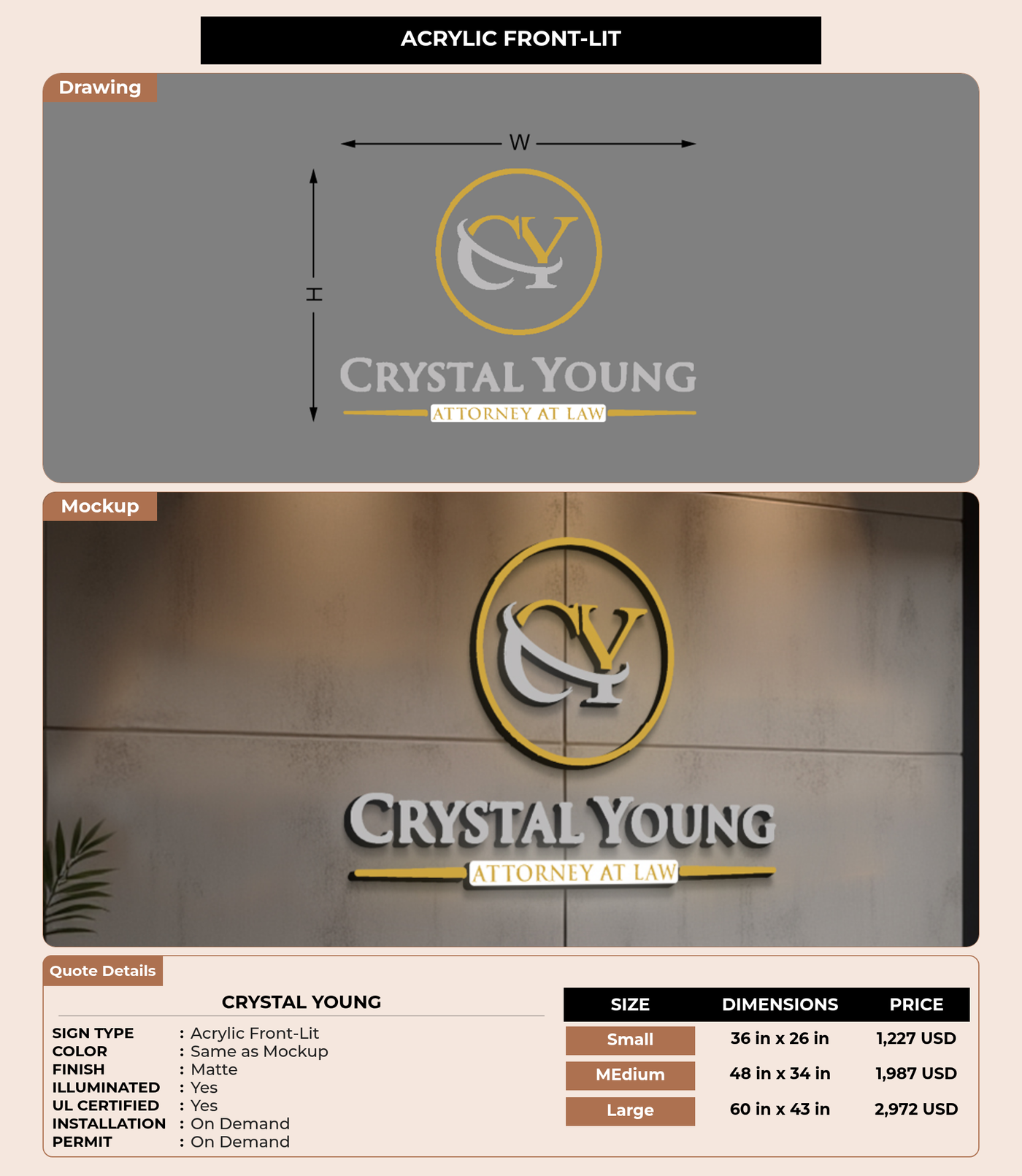 CUSTOM MOCKUP SIGN FOR Crystal Young