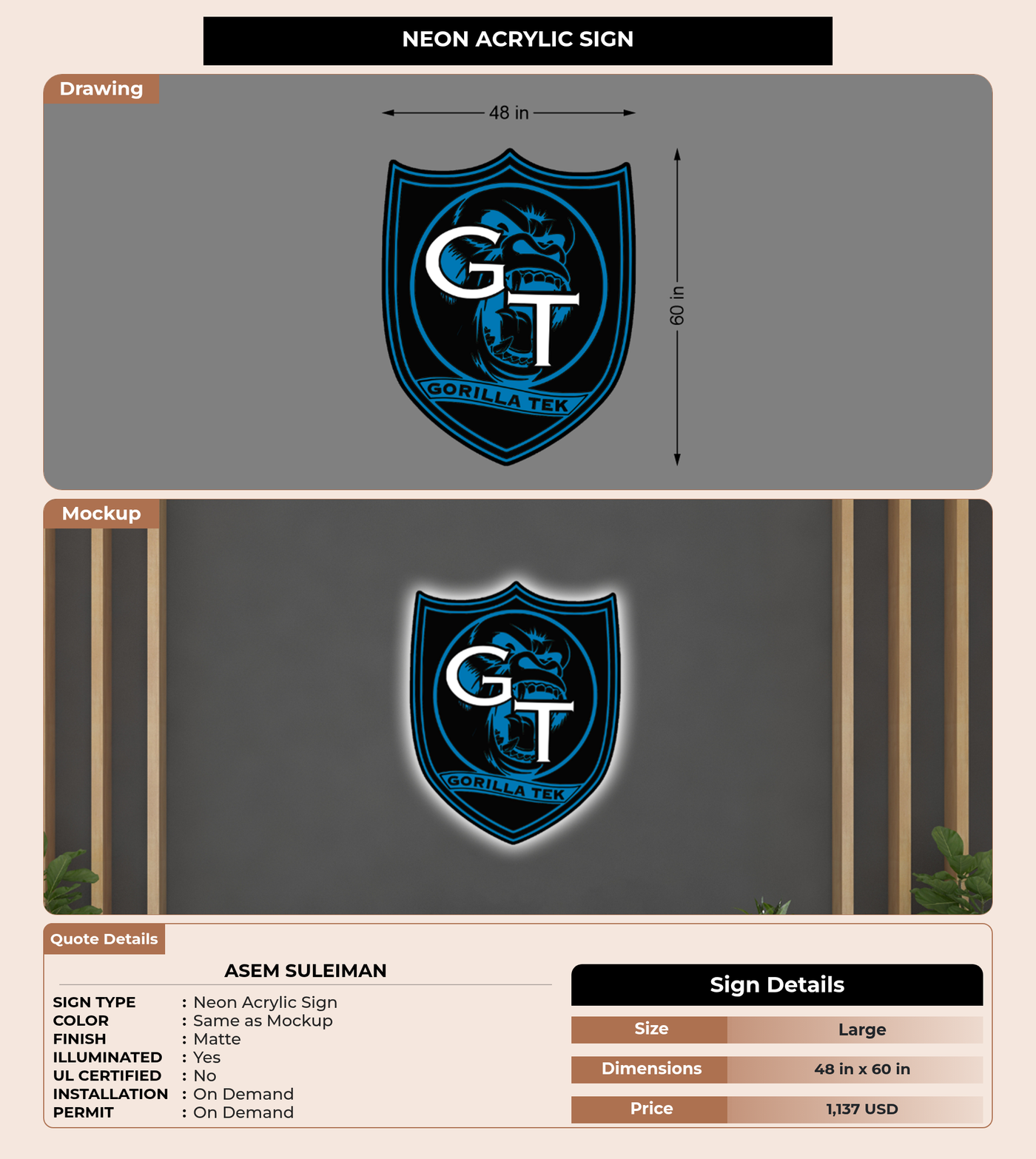 CUSTOM MOCKUP SIGN FOR Asem Suleiman