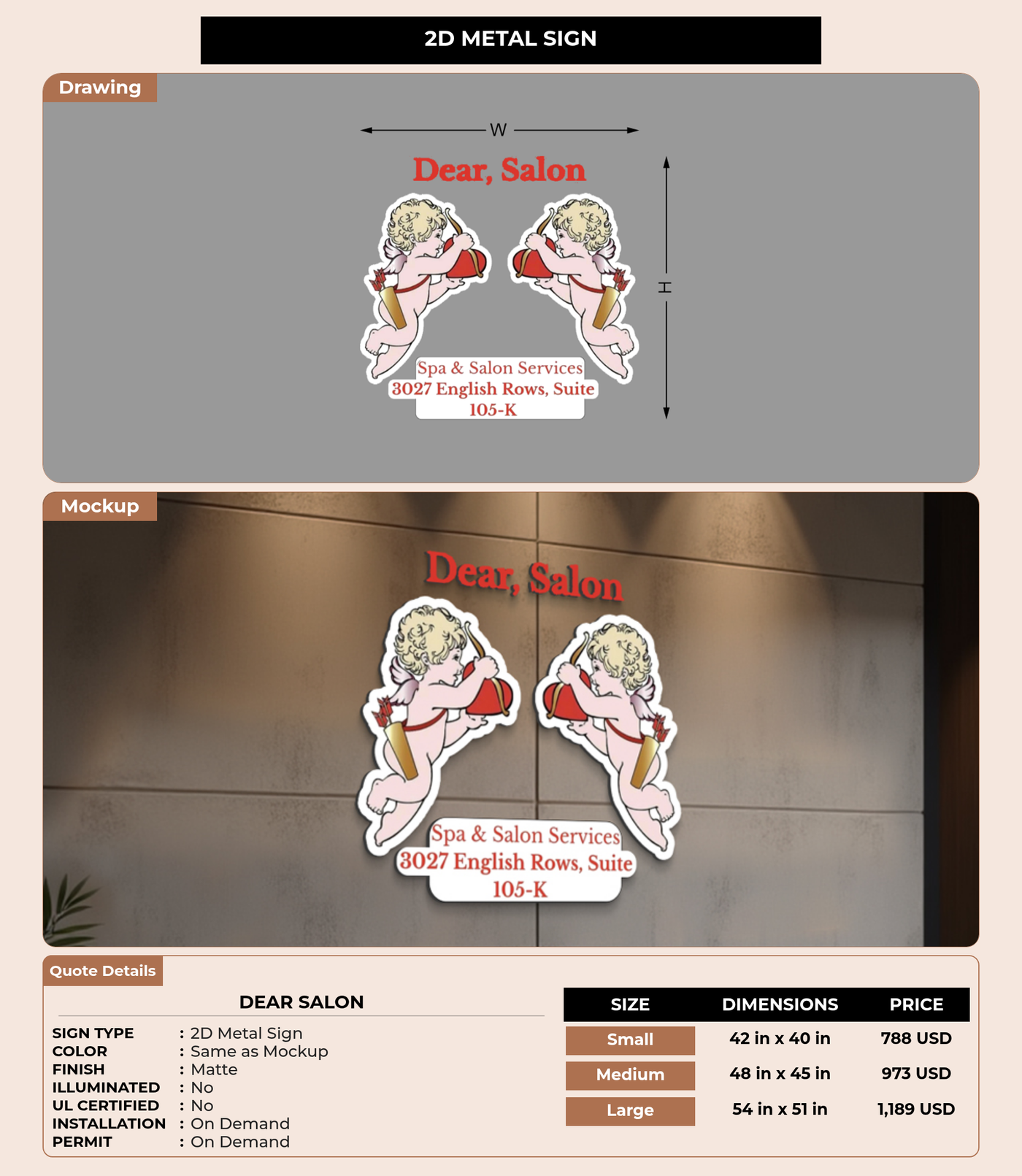 CUSTOM MOCKUP SIGN FOR Dear Salon