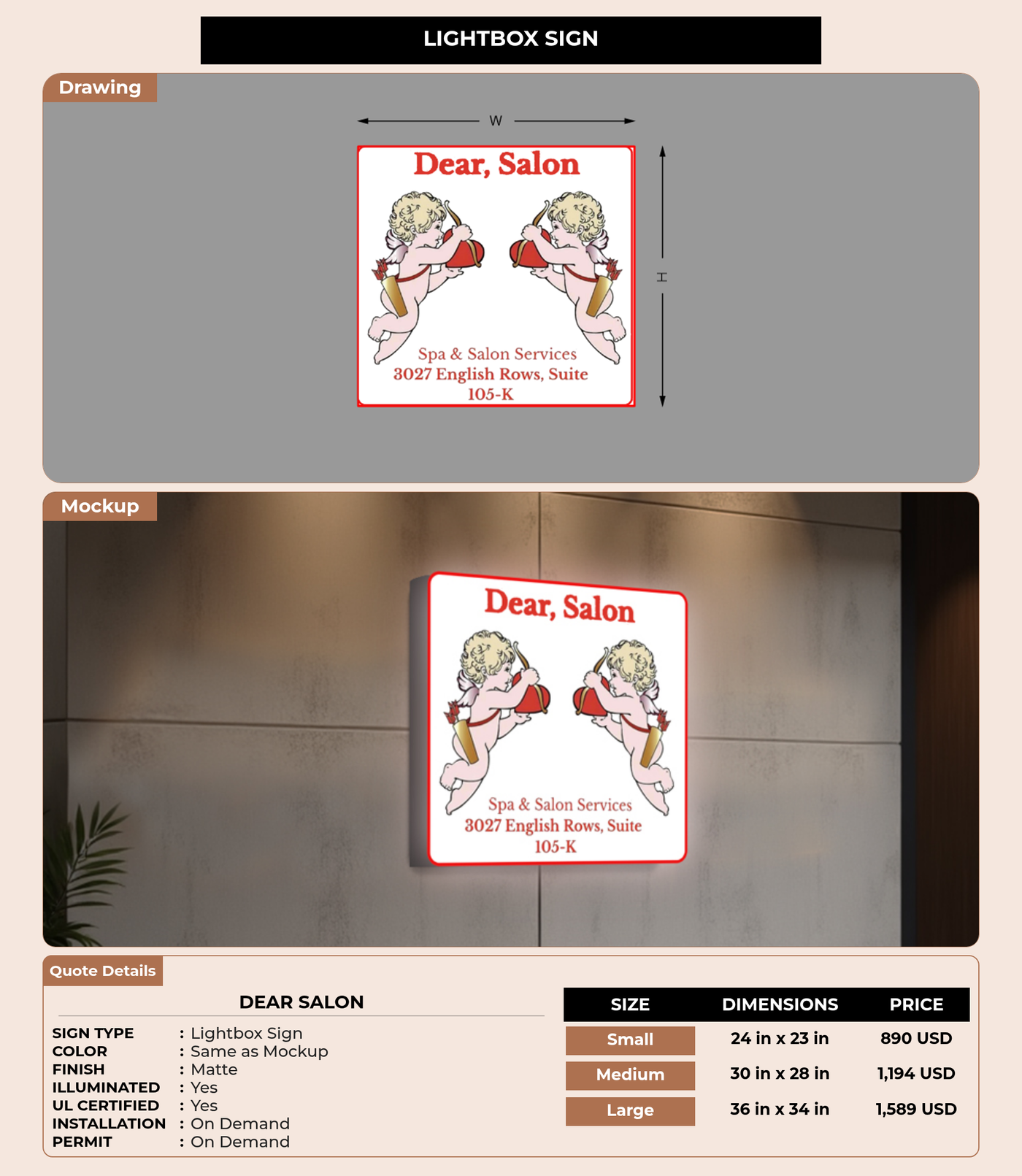 CUSTOM MOCKUP SIGN FOR Dear Salon