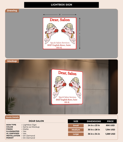 CUSTOM MOCKUP SIGN FOR Dear Salon