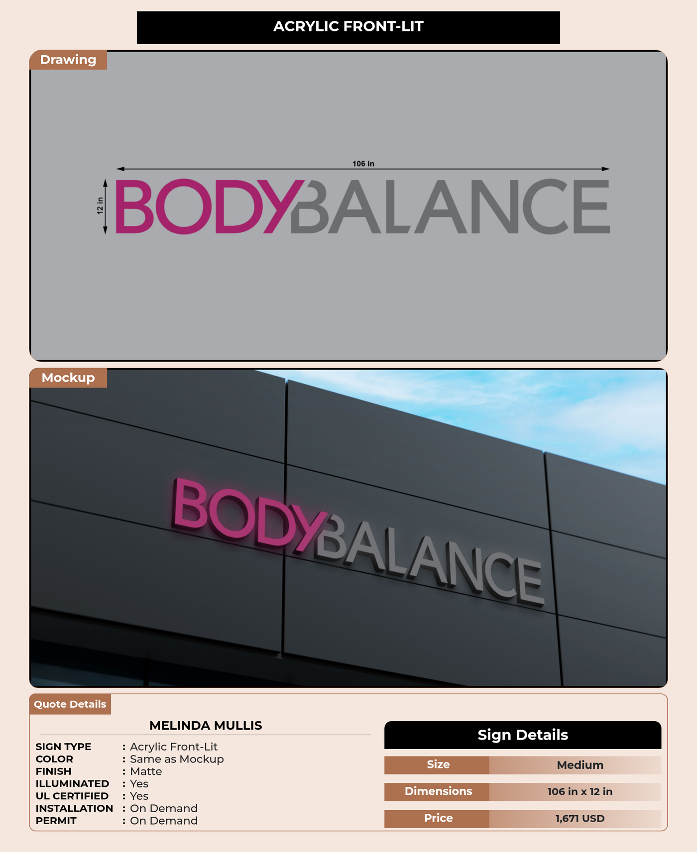 CUSTOM MOCKUP SIGN FOR Melinda Mullis