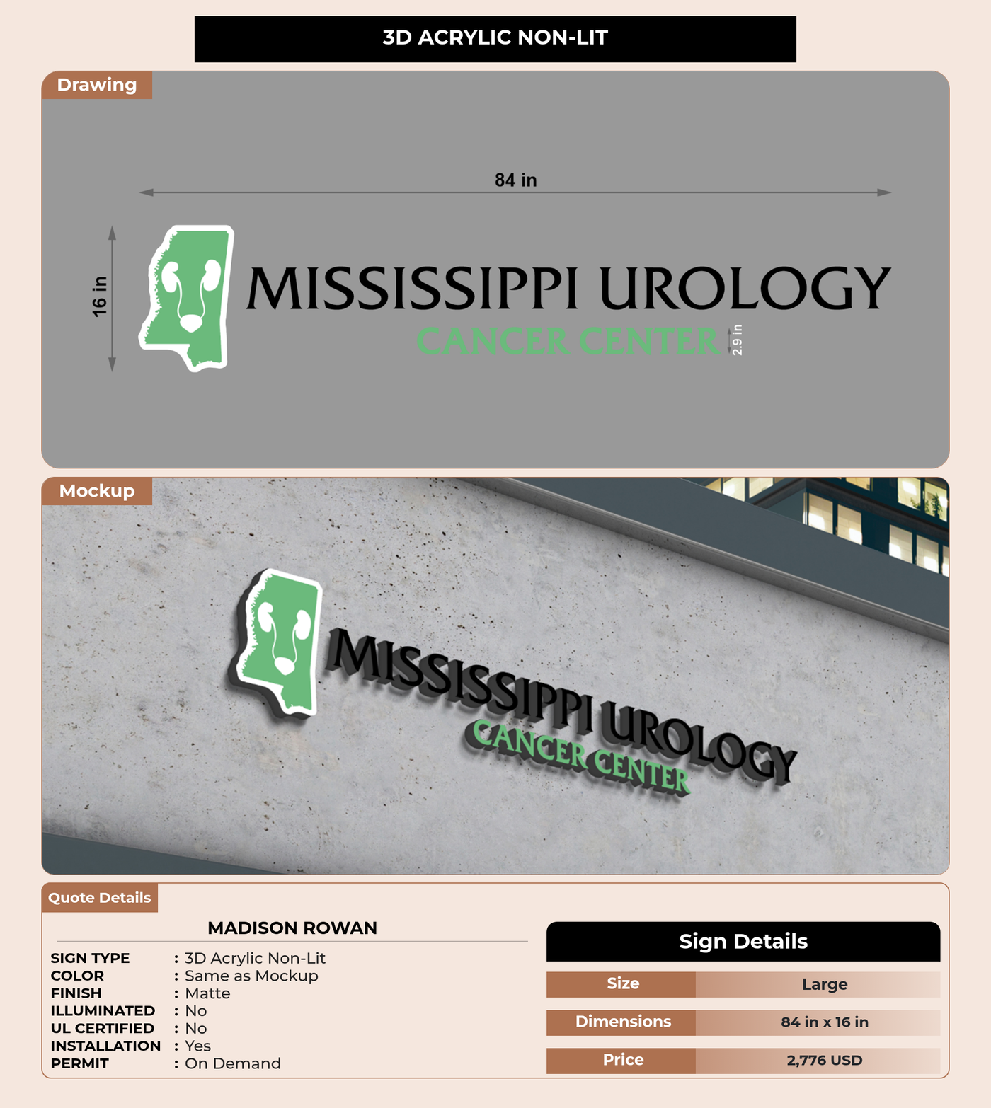 CUSTOM MOCKUP SIGN FOR Madison Rowan