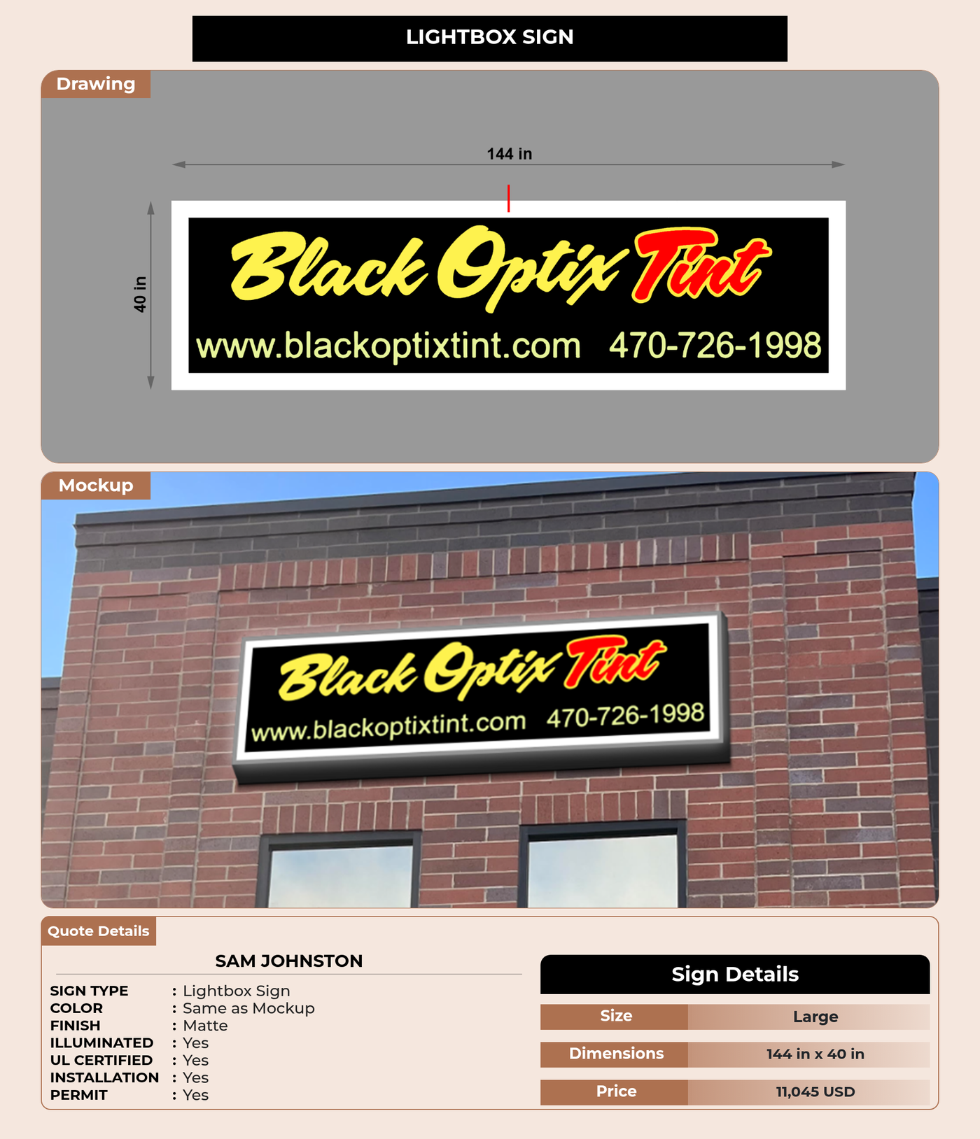 CUSTOM MOCKUP SIGN FOR Sam Johnston