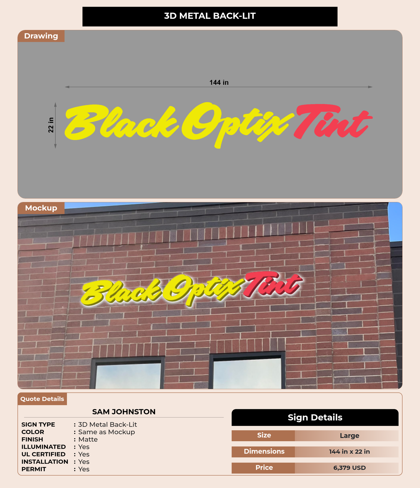 CUSTOM MOCKUP SIGN FOR Sam Johnston