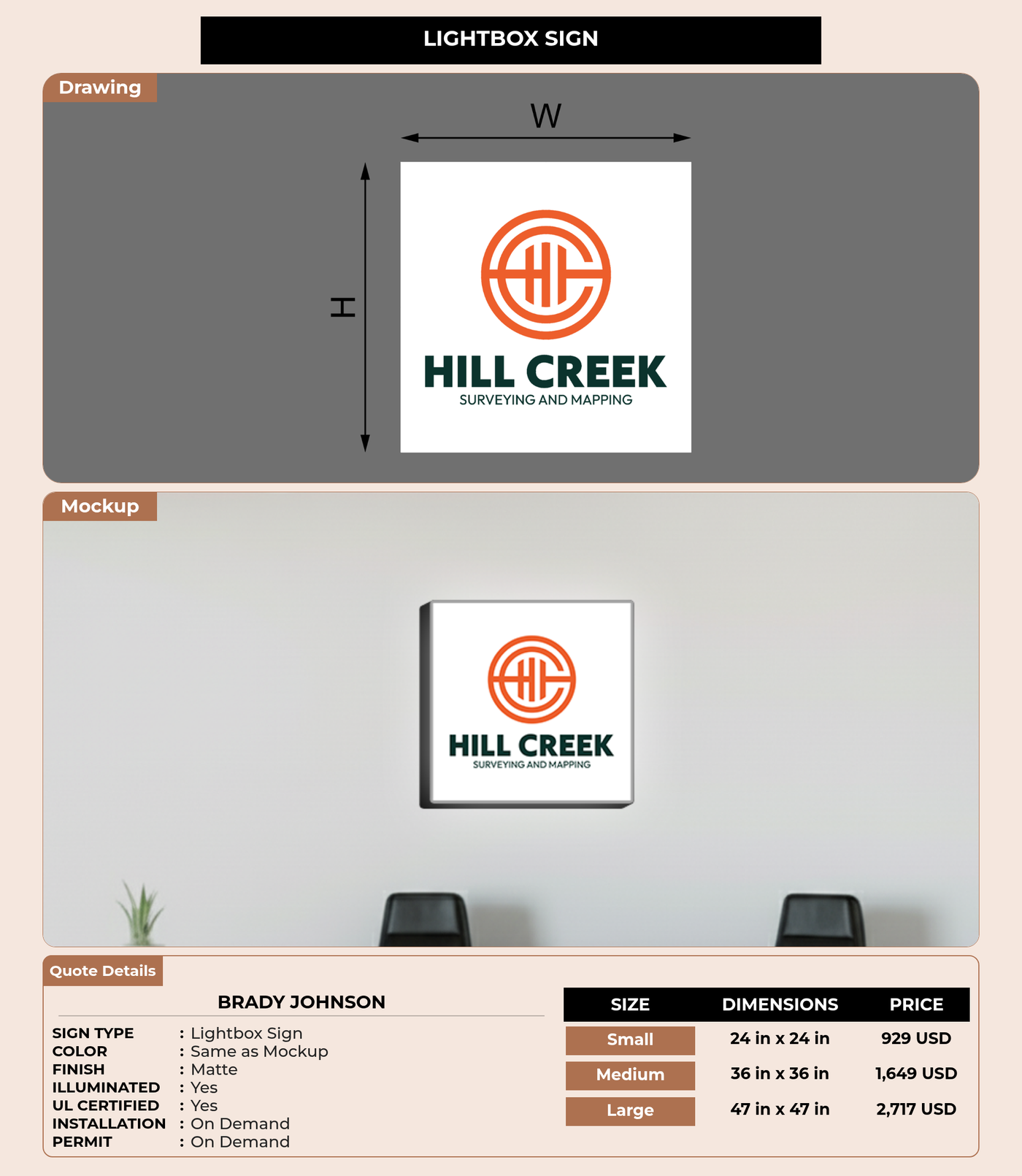 CUSTOM MOCKUP SIGN FOR Brady Johnson