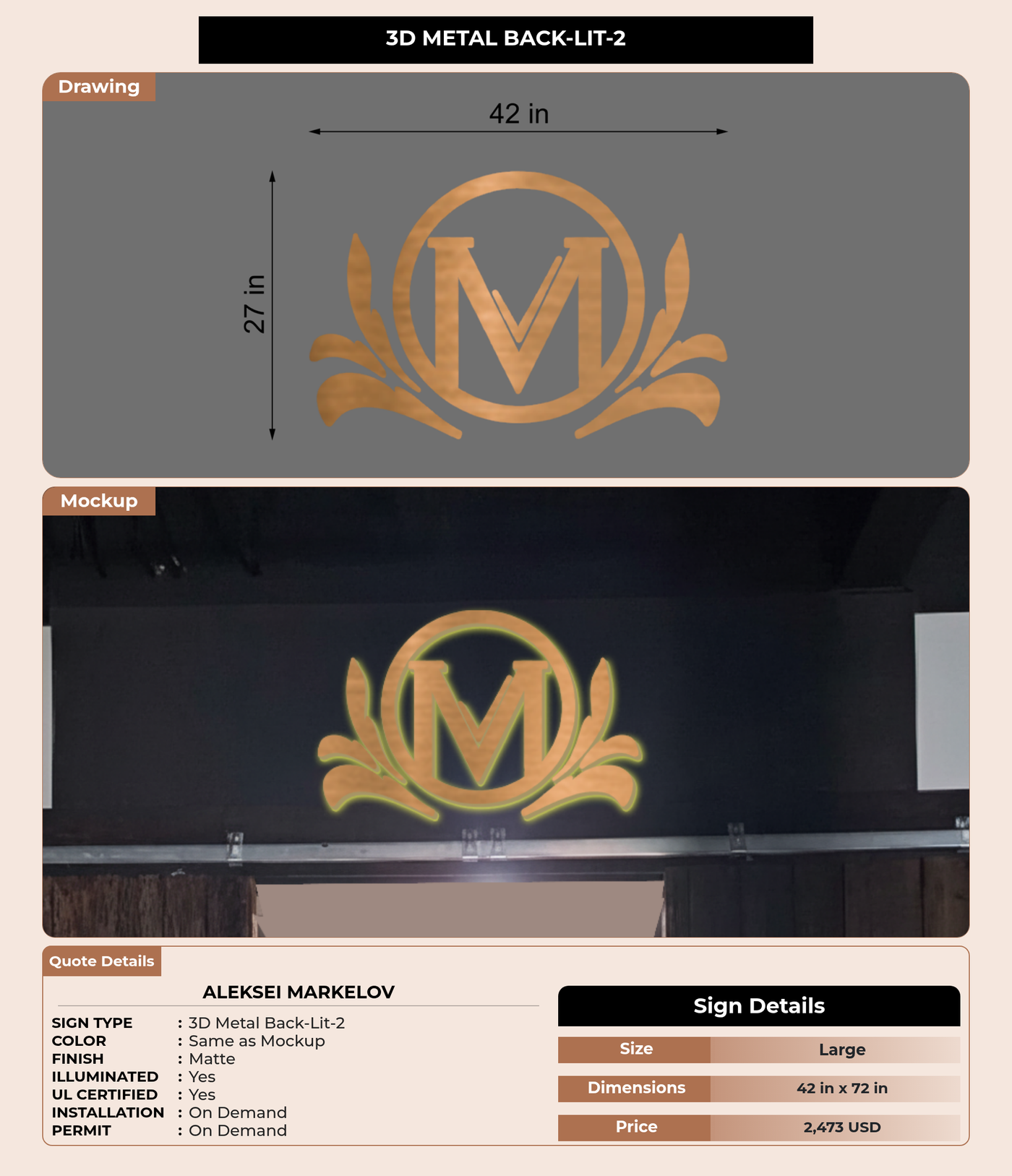 CUSTOM MOCKUP SIGN FOR Aleksei Markelov