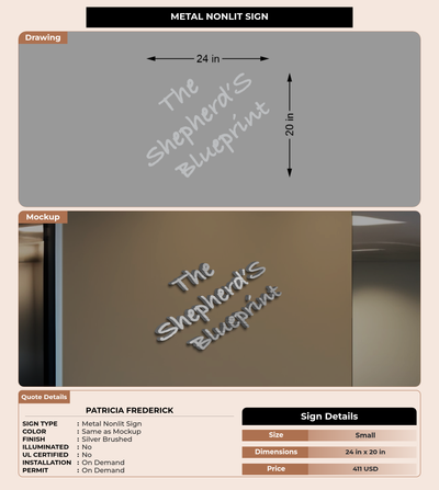 CUSTOM MOCKUP SIGN FOR Patricia Frederick