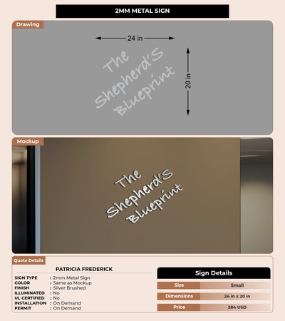 CUSTOM MOCKUP SIGN FOR Patricia Frederick