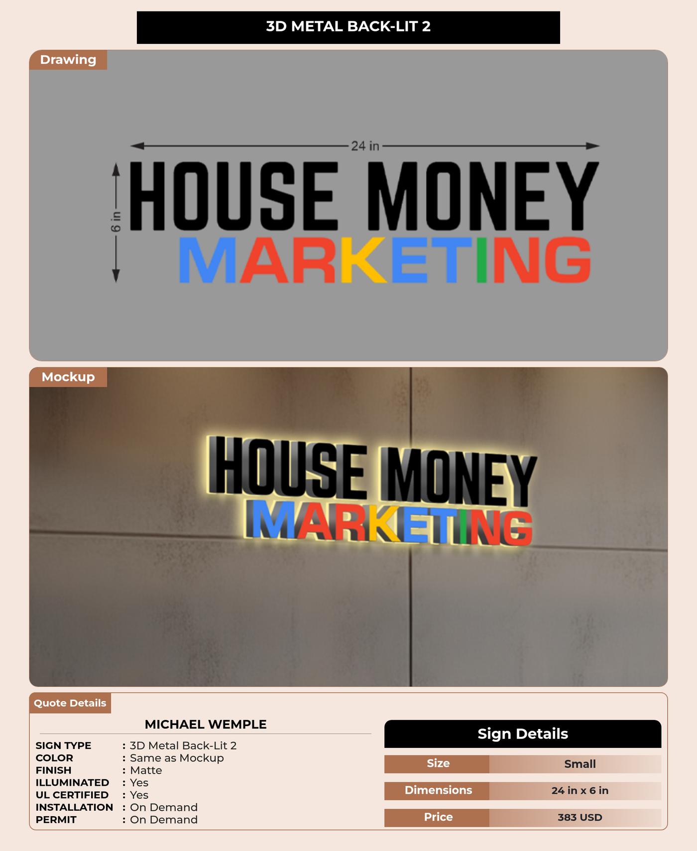 CUSTOM MOCKUP SIGN FOR Michael Wemple