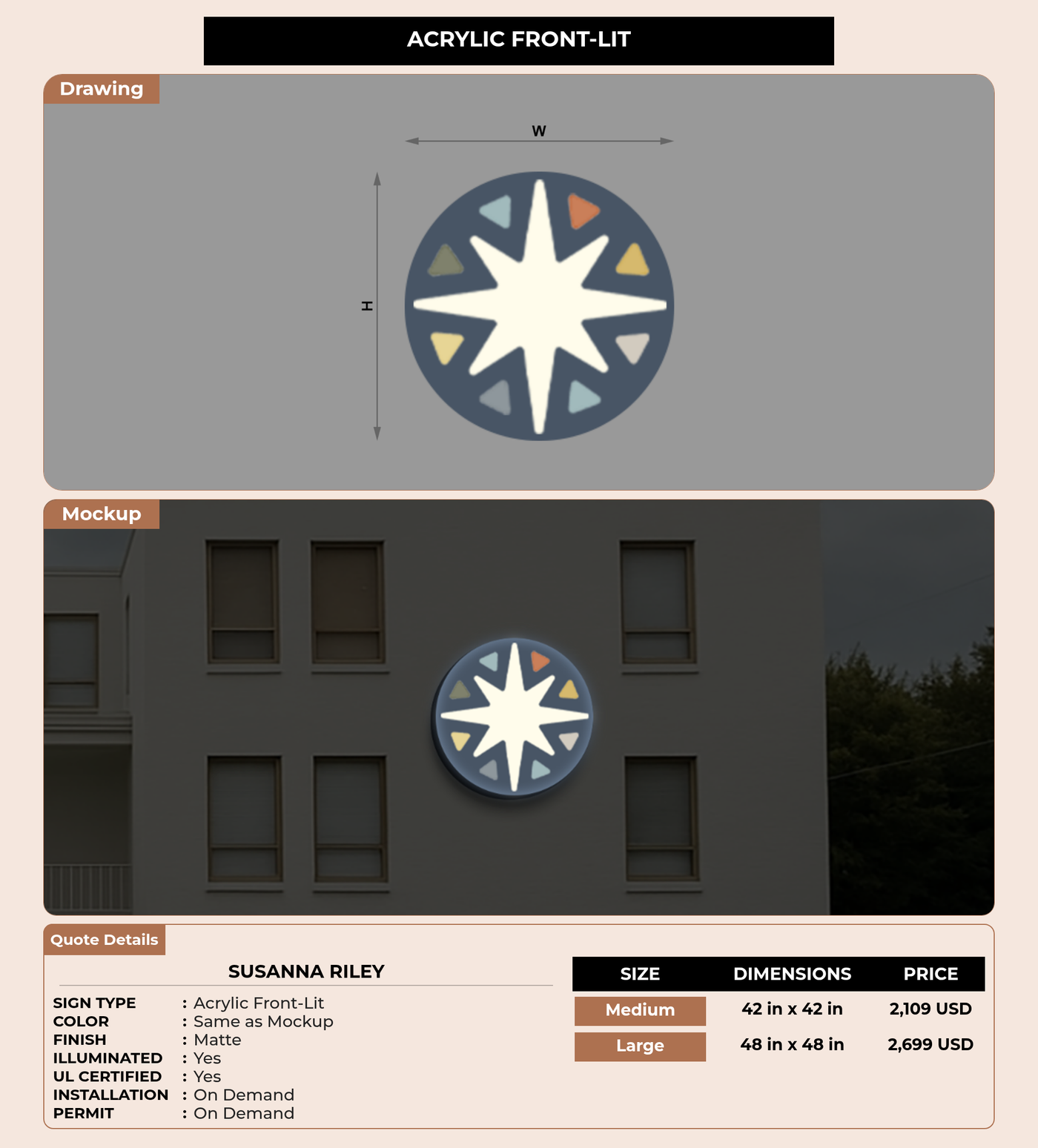 CUSTOM MOCKUP SIGN FOR Susanna Riley