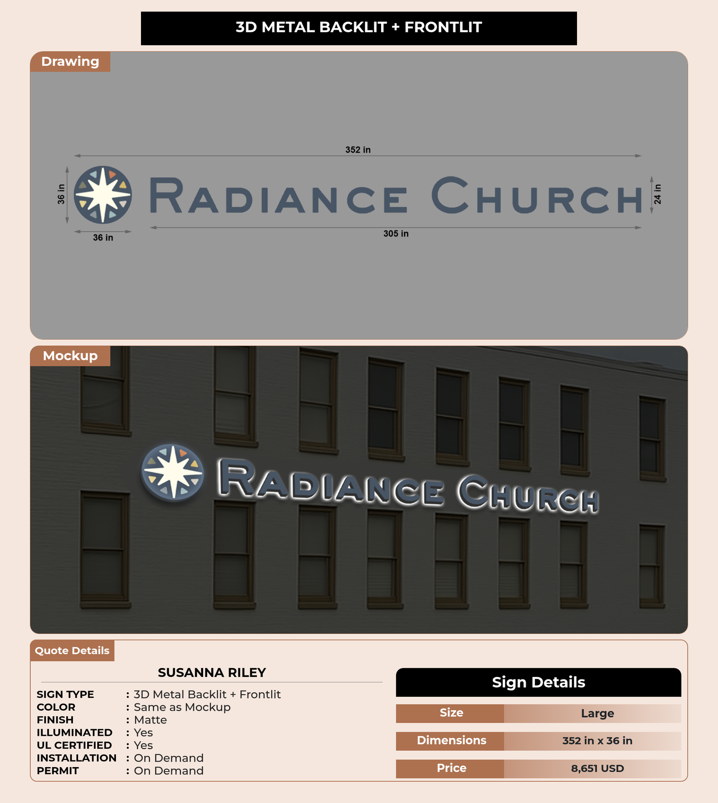 CUSTOM MOCKUP SIGN FOR Susanna Riley