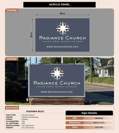 CUSTOM MOCKUP SIGN FOR Susanna Riley