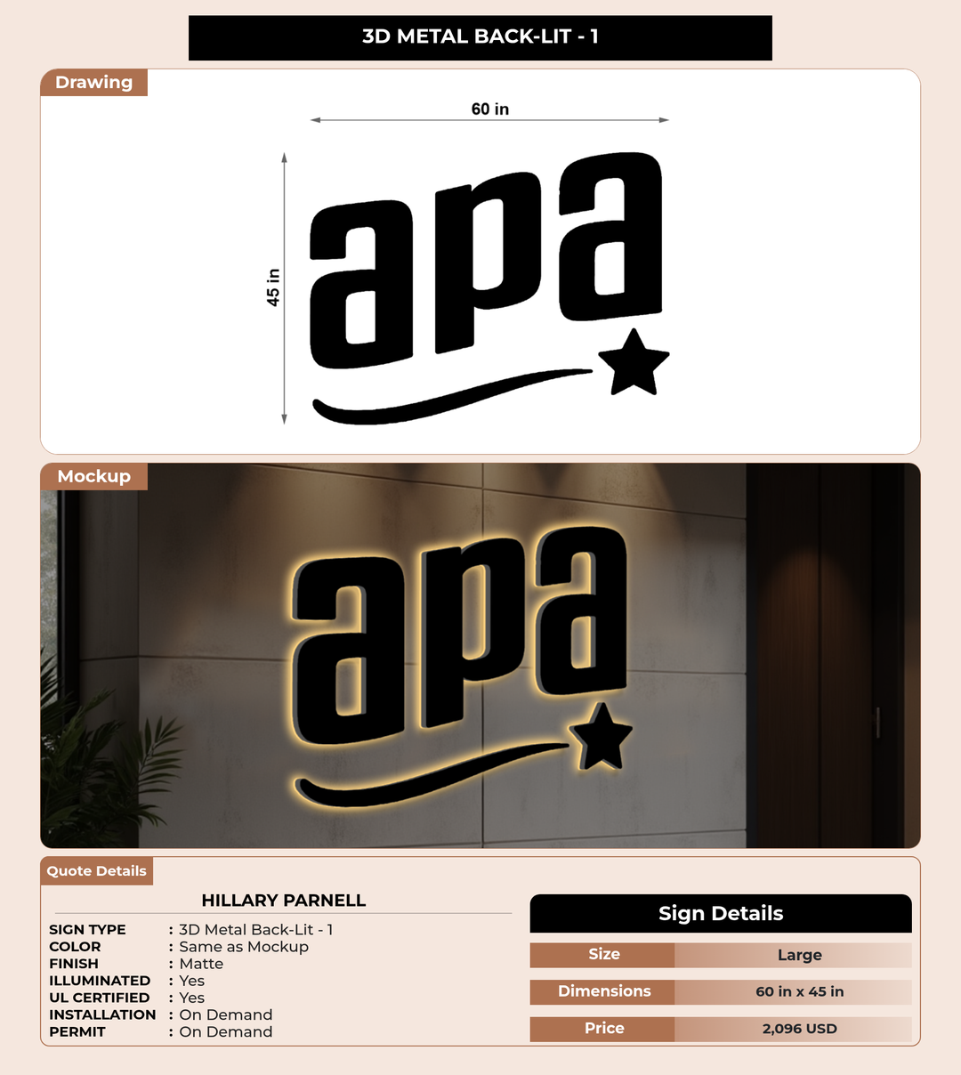 CUSTOM MOCKUP SIGN FOR Hillary Parnell