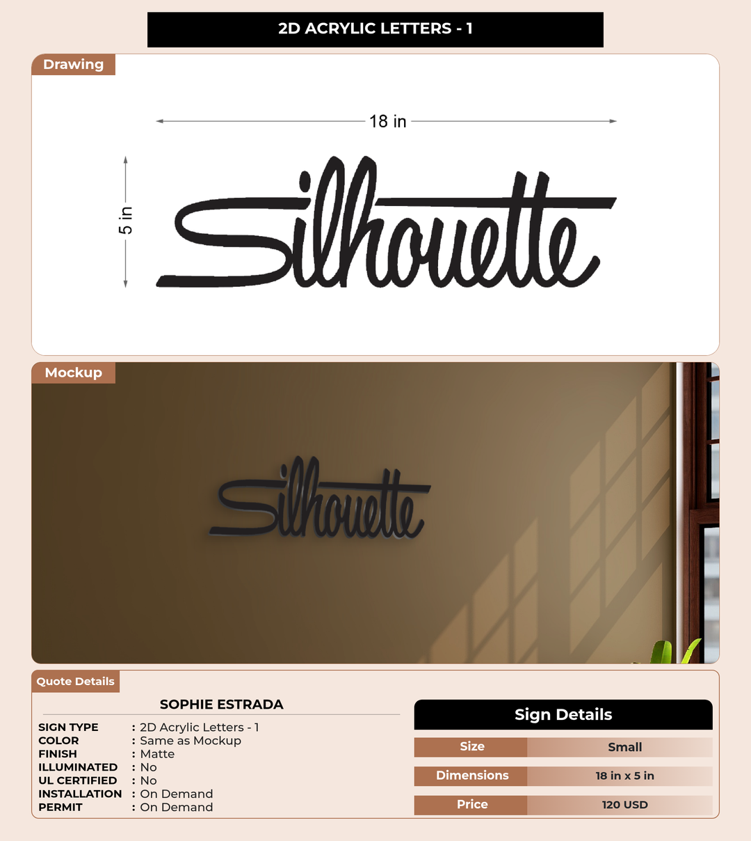 CUSTOM MOCKUP SIGN FOR Sophie Estrada
