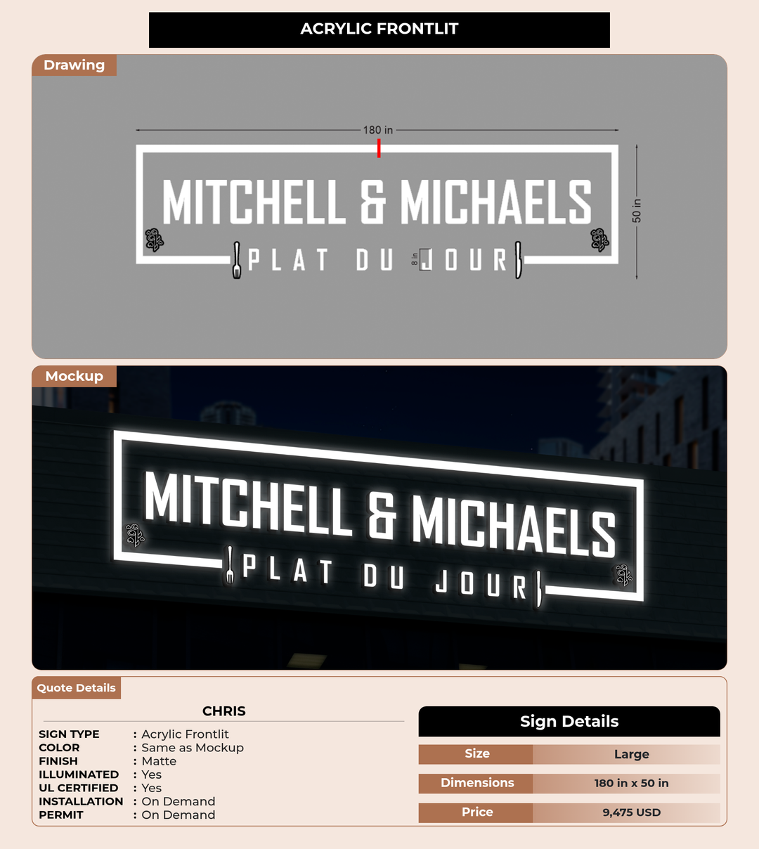 CUSTOM MOCKUP SIGN FOR Chris