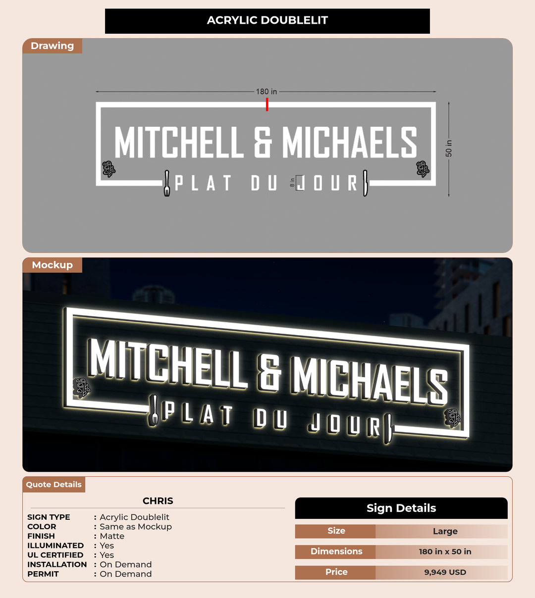 CUSTOM MOCKUP SIGN FOR Chris