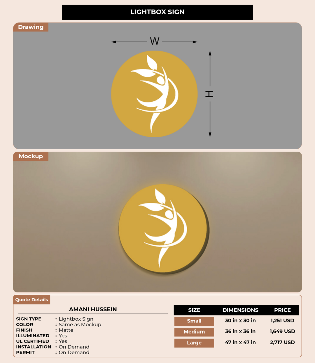 CUSTOM MOCKUP SIGN FOR Amani Hussein