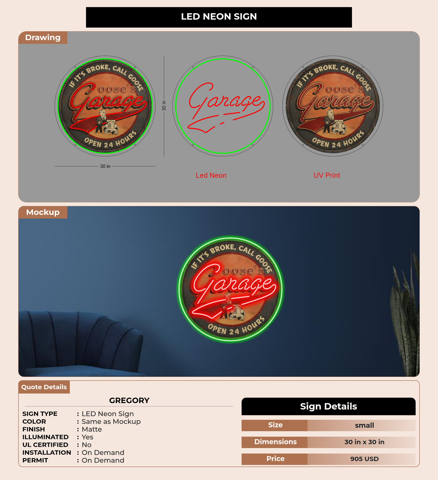 CUSTOM MOCKUP SIGN FOR Gregory