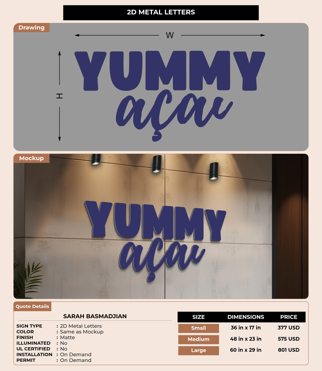 CUSTOM MOCKUP SIGN FOR Sarah Basmadjian