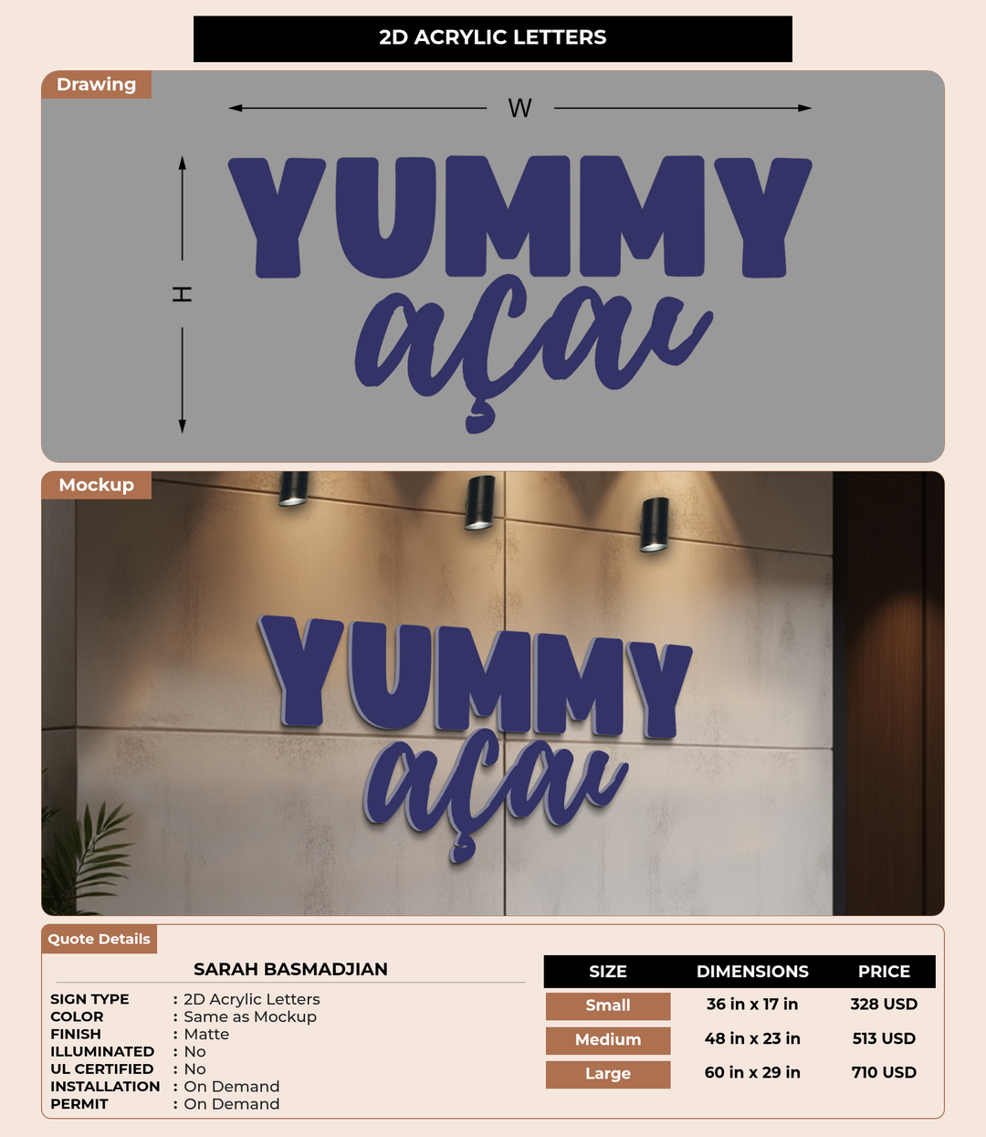 CUSTOM MOCKUP SIGN FOR Sarah Basmadjian