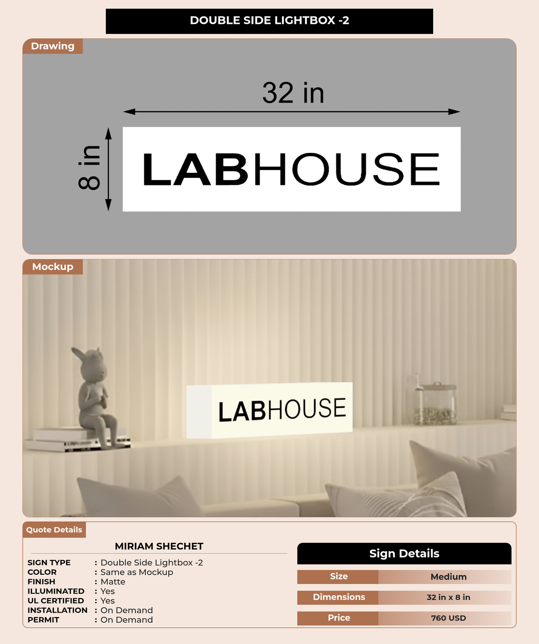 CUSTOM MOCKUP SIGN FOR Miriam Shechet