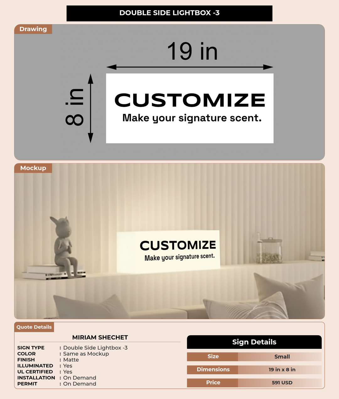 CUSTOM MOCKUP SIGN FOR Miriam Shechet