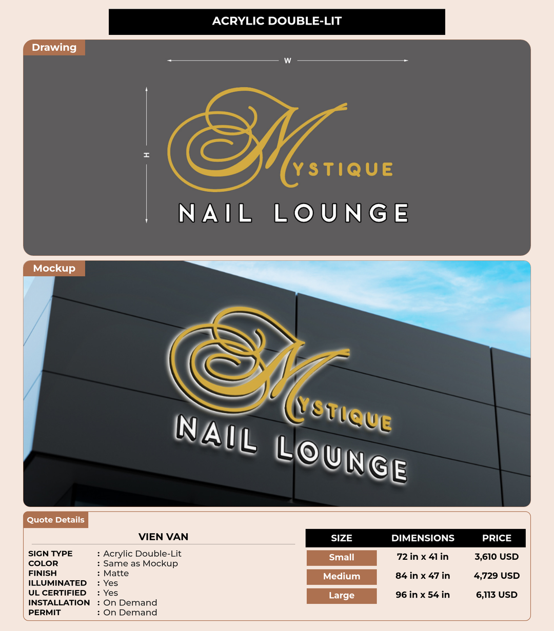 CUSTOM MOCKUP SIGN FOR Vien van