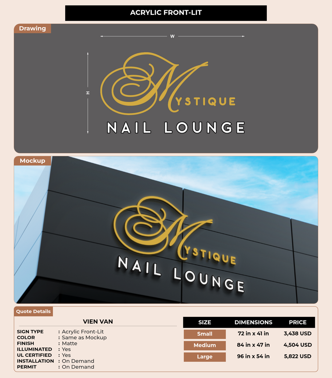 CUSTOM MOCKUP SIGN FOR Vien van