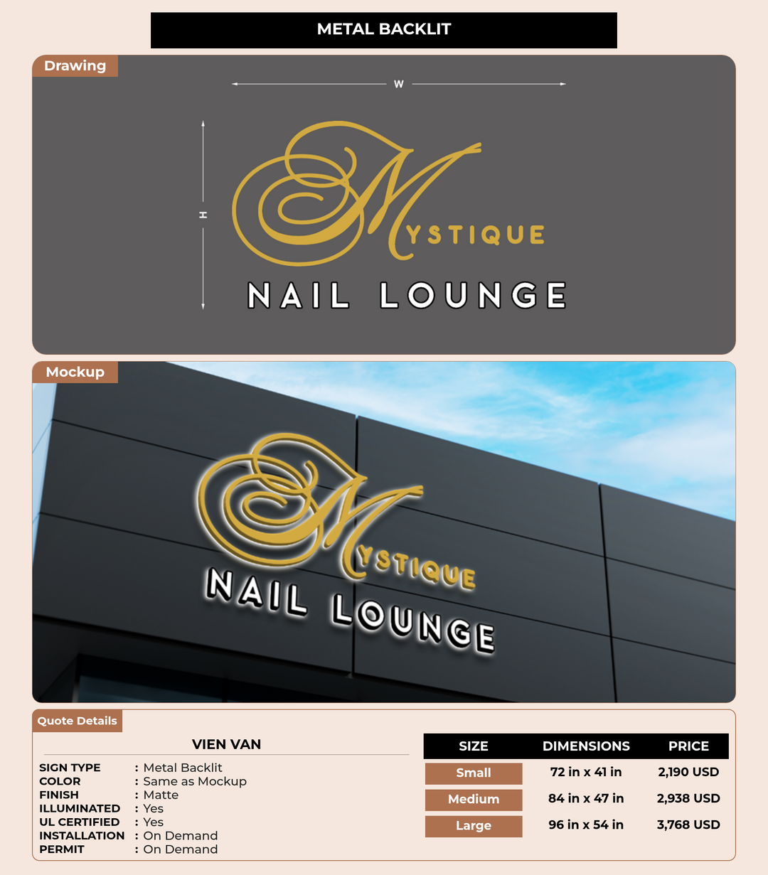 CUSTOM MOCKUP SIGN FOR Vien van