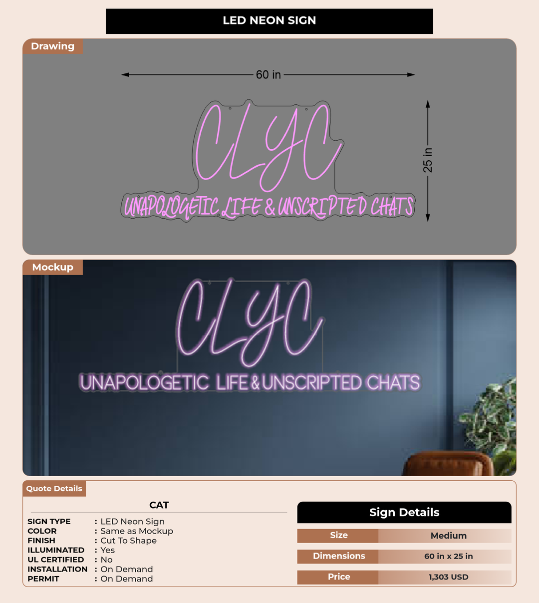 CUSTOM MOCKUP SIGN FOR Cat