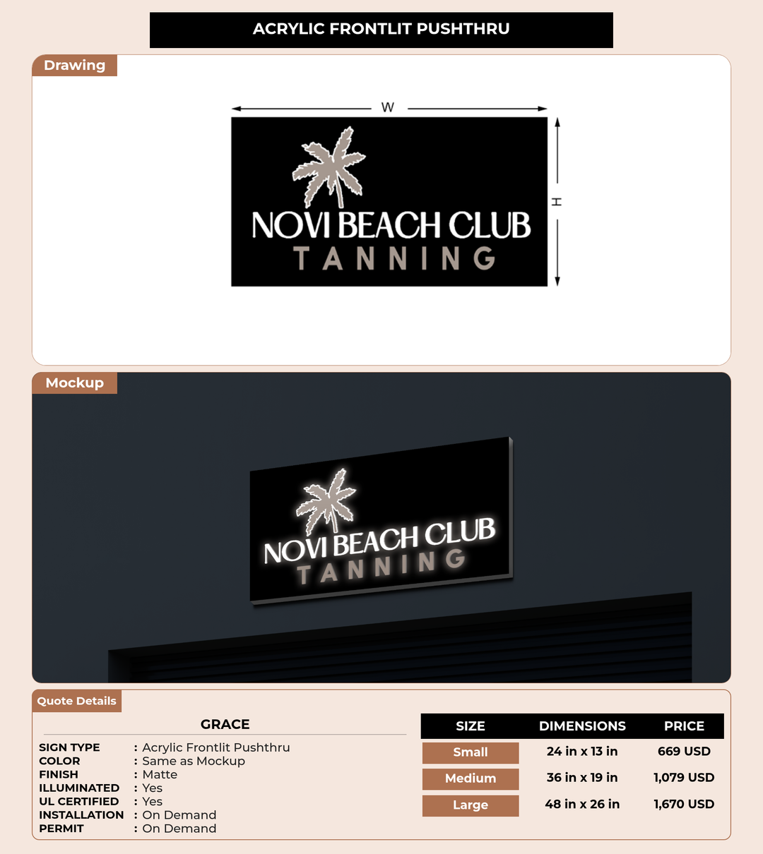 CUSTOM MOCKUP SIGN FOR Grace