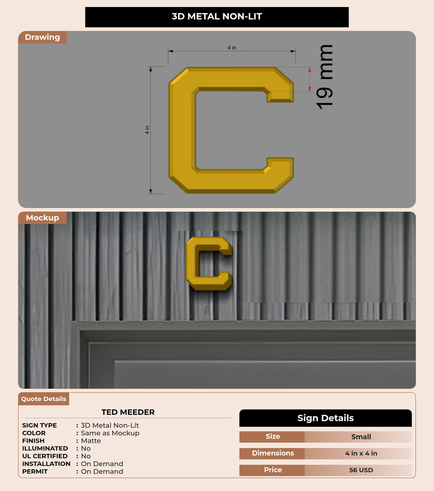 CUSTOM MOCKUP SIGN FOR Ted Meeder