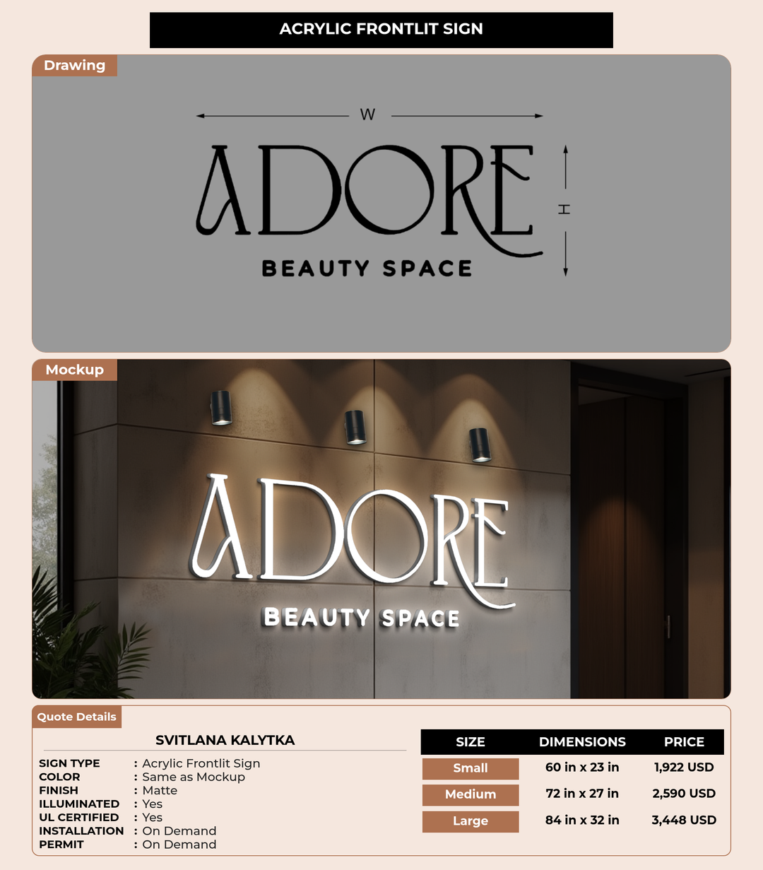 CUSTOM MOCKUP SIGN FOR Svitlana Kalytka