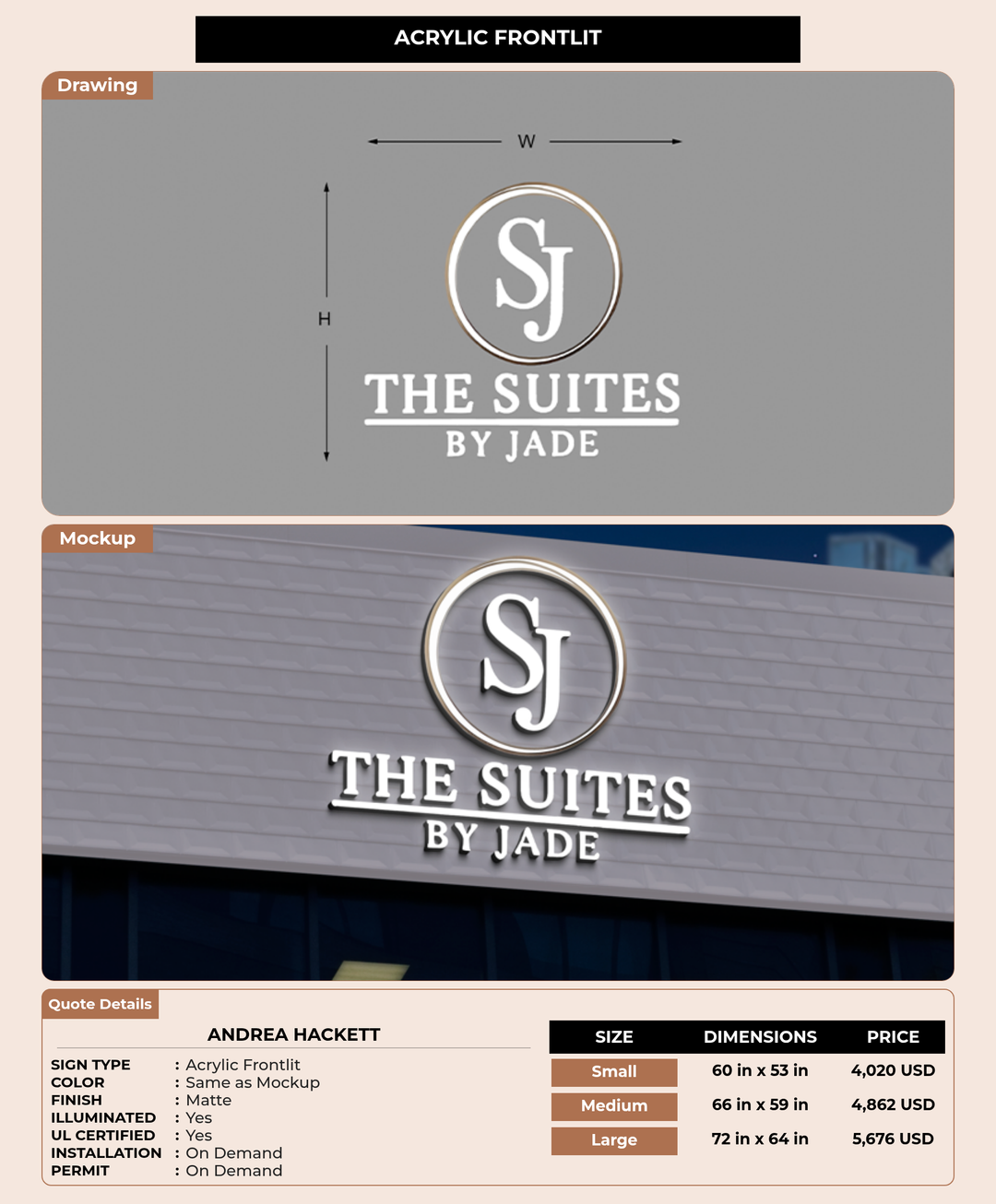 CUSTOM MOCKUP SIGN FOR Andrea Hackett