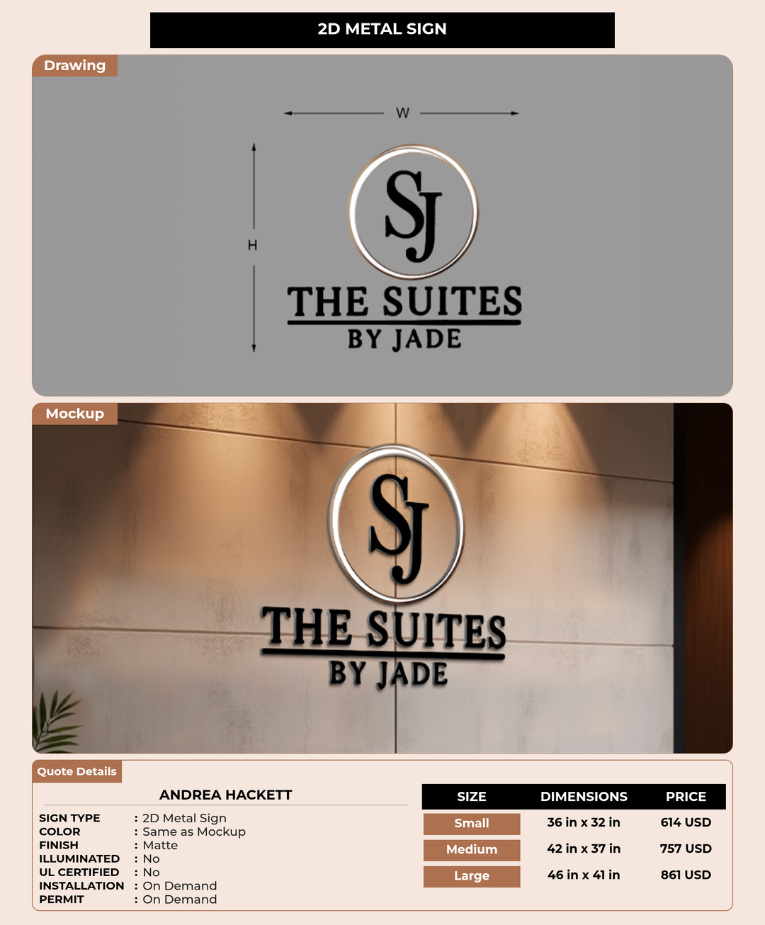 CUSTOM MOCKUP SIGN FOR Andrea Hackett