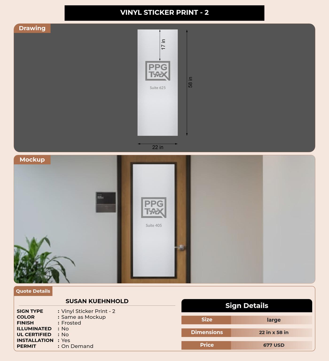 CUSTOM MOCKUP SIGN FOR Susan Kuehnhold