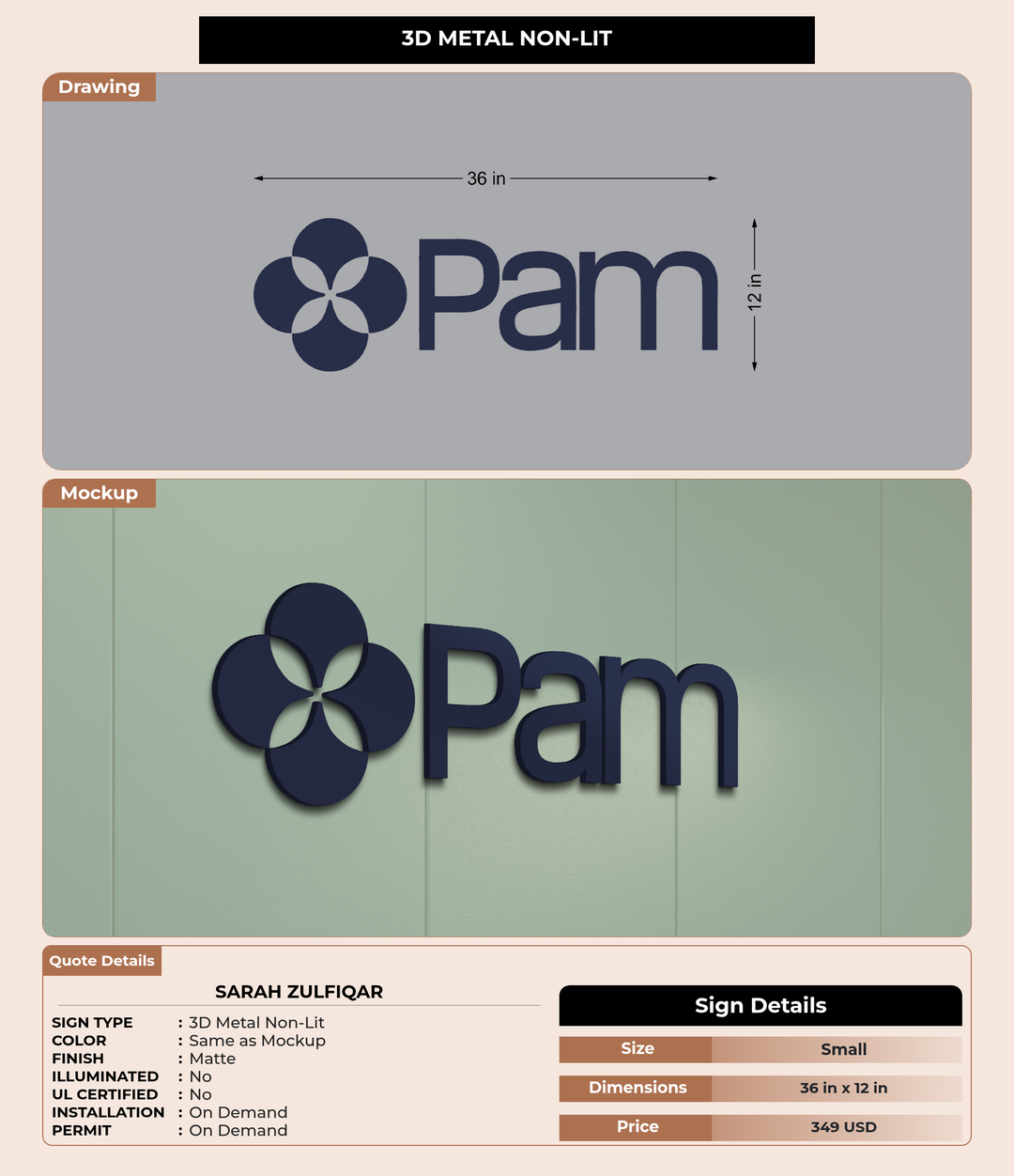 CUSTOM MOCKUP SIGN FOR Sarah Zulfiqar