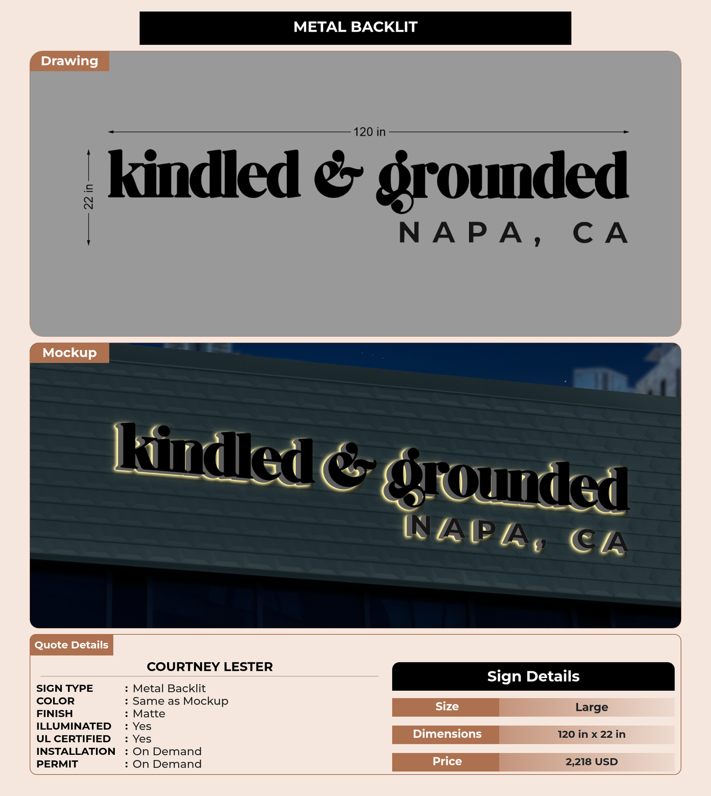 CUSTOM MOCKUP SIGN FOR Courtney Lester