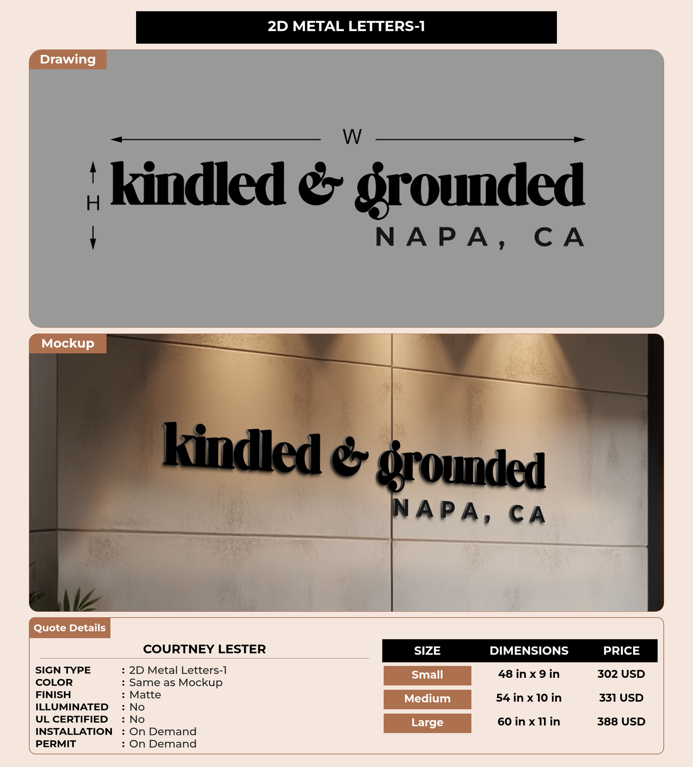 CUSTOM MOCKUP SIGN FOR Courtney Lester