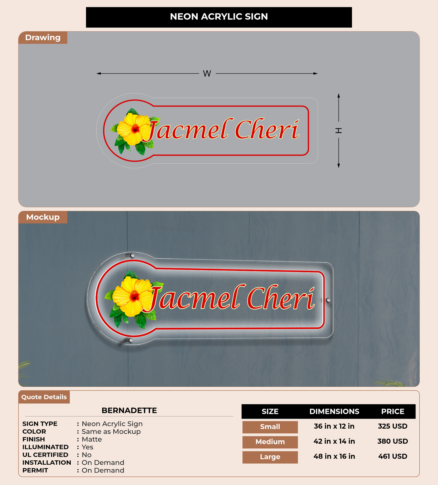 CUSTOM MOCKUP SIGN FOR Bernadette